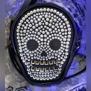 Small Rhinestone and Mirror Skull Purse